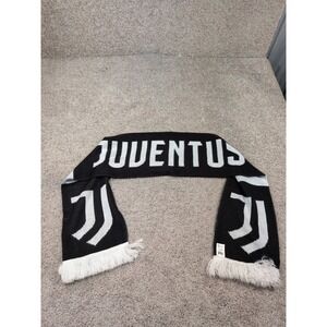 Juventus FC Official Soccer Fan Scarf Black White Knit Fringed Italian Football